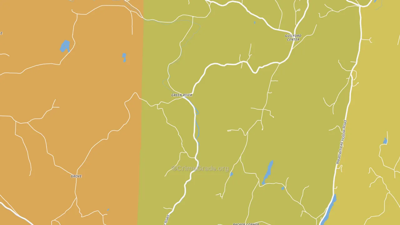 Green River, VT Map of Burglary Rates