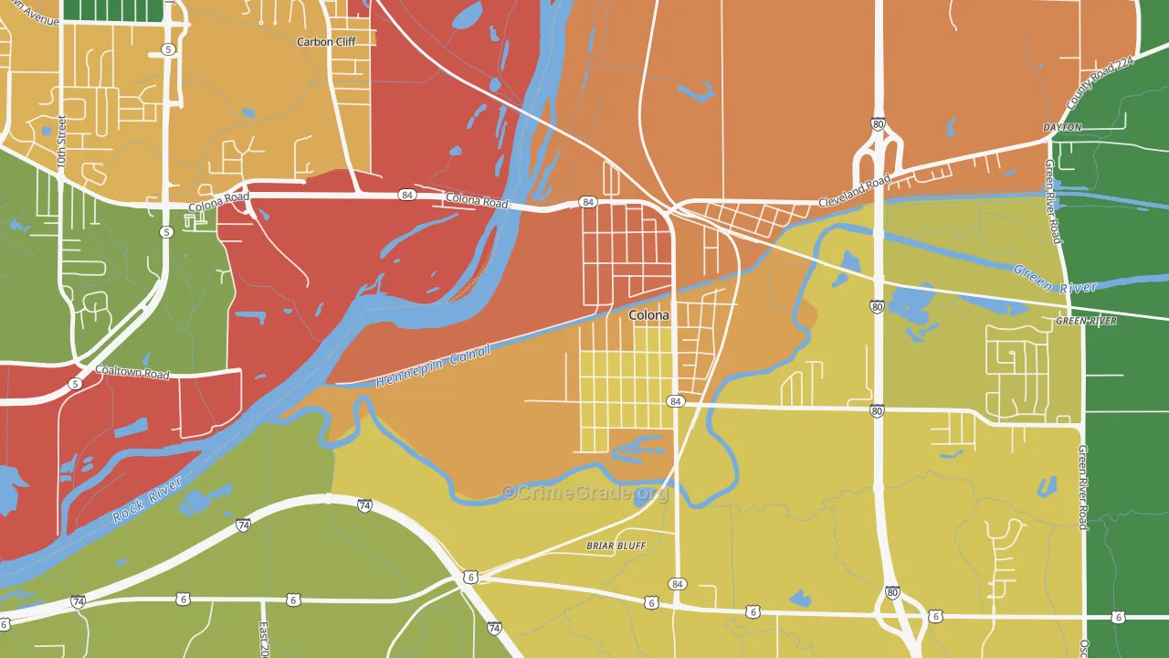 Green Rock, IL Map of Burglary Rates