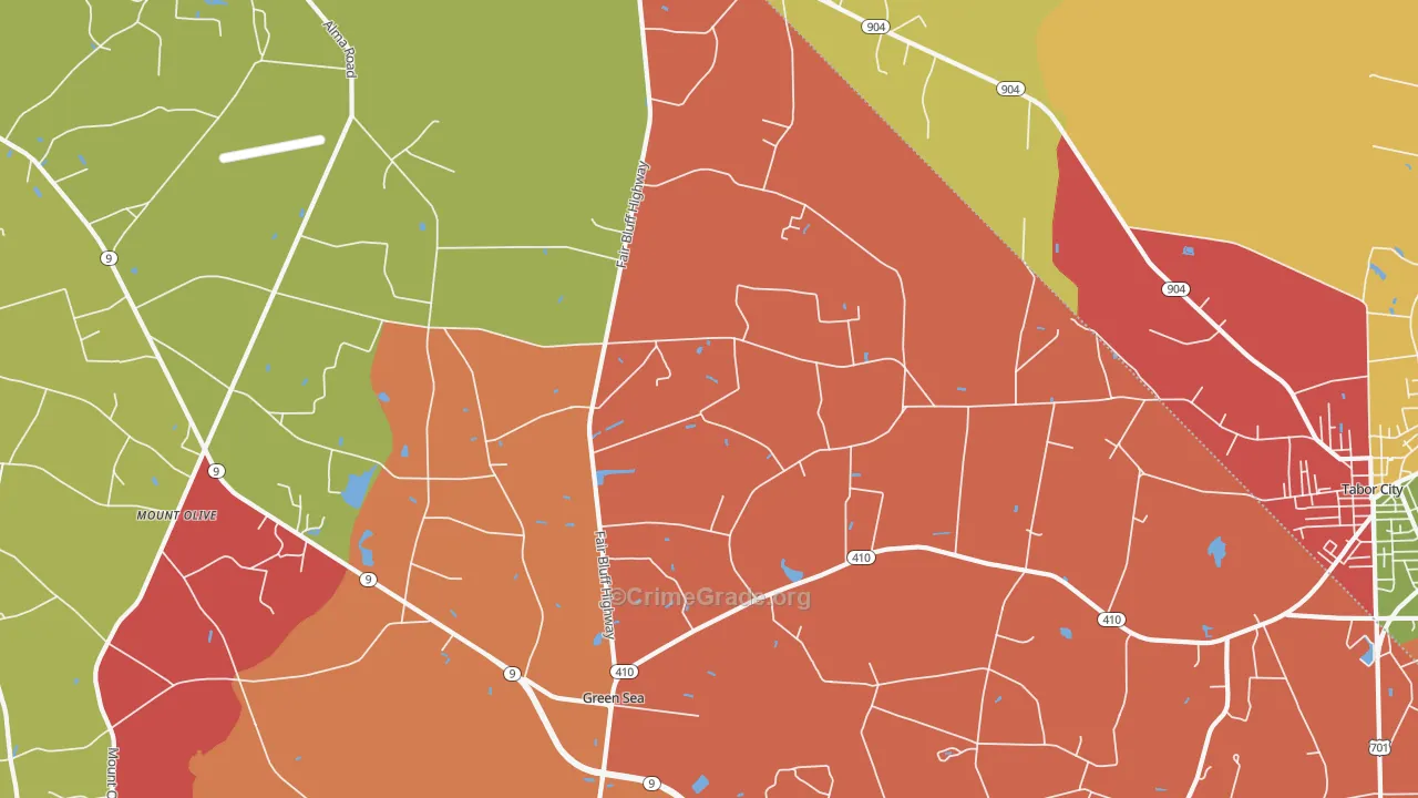 Green Sea, SC Map of Burglary Rates