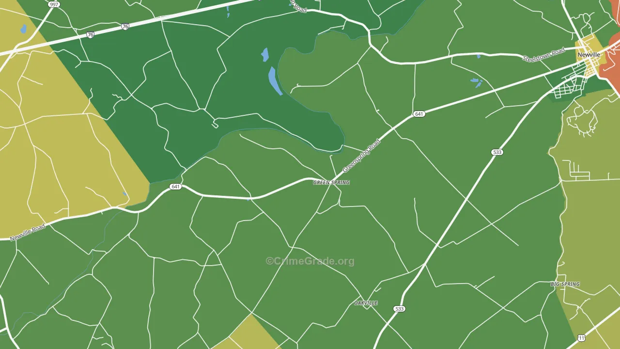 Green Spring, PA Map of Burglary Rates