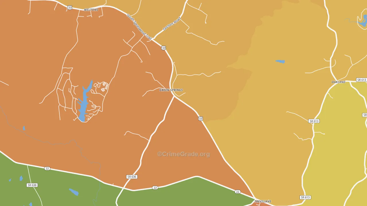 Green Springs, VA Map of Burglary Rates