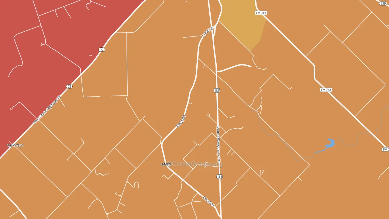Green, TX Map of Burglary Rates