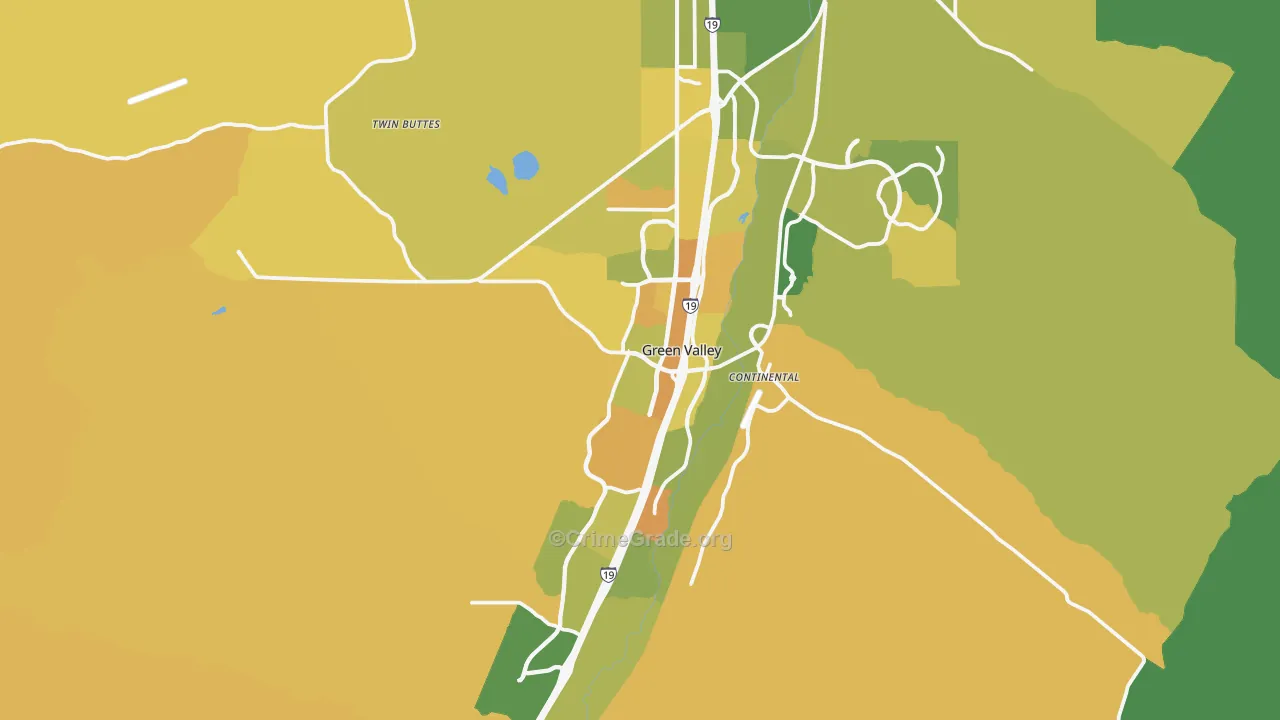 Green Valley, AZ Map of Burglary Rates