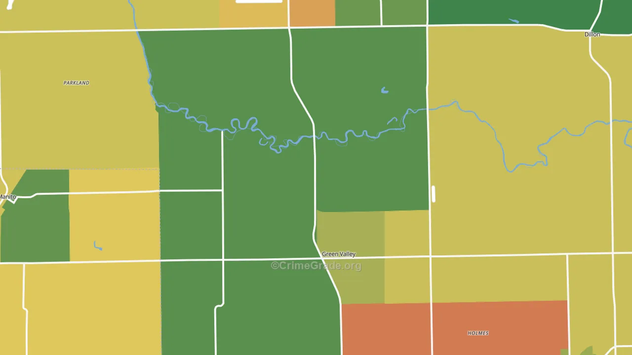 Green Valley, IL Map of Burglary Rates