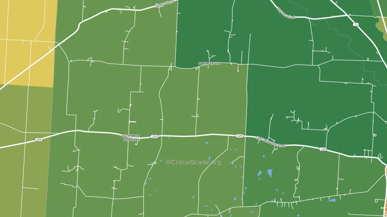 Green Valley, OH Map of Burglary Rates
