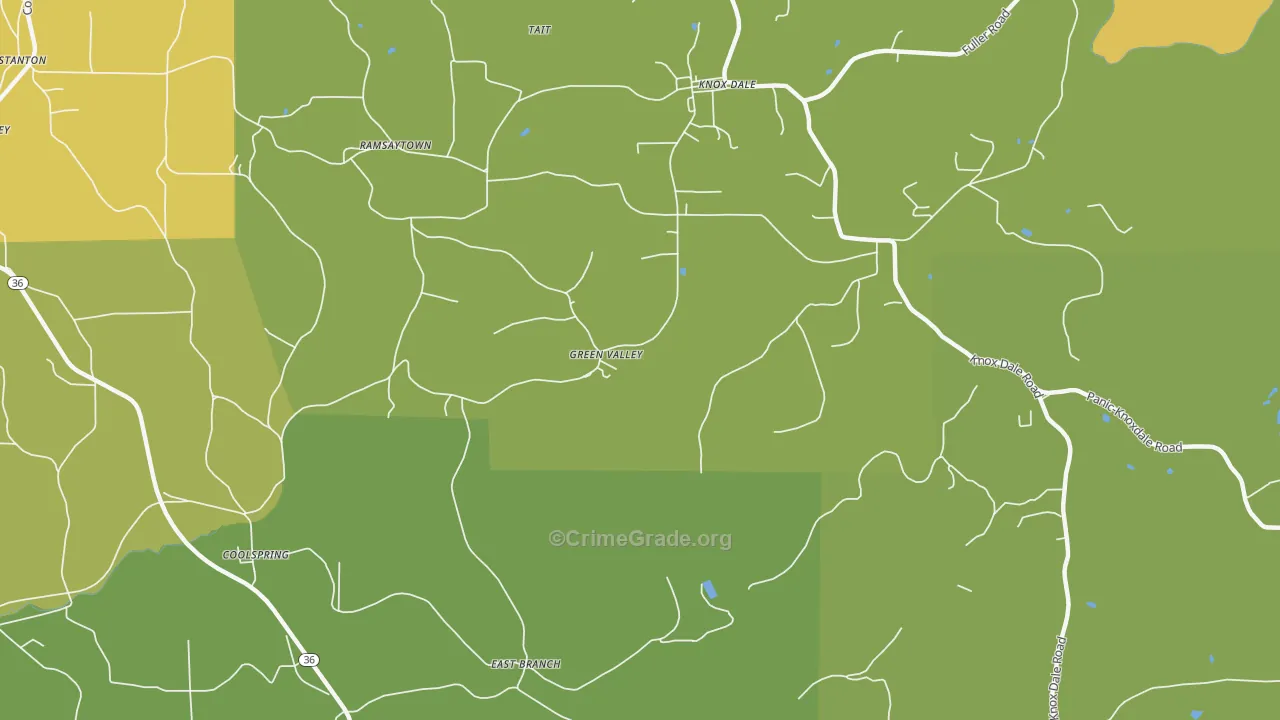 Green Valley, PA Map of Burglary Rates