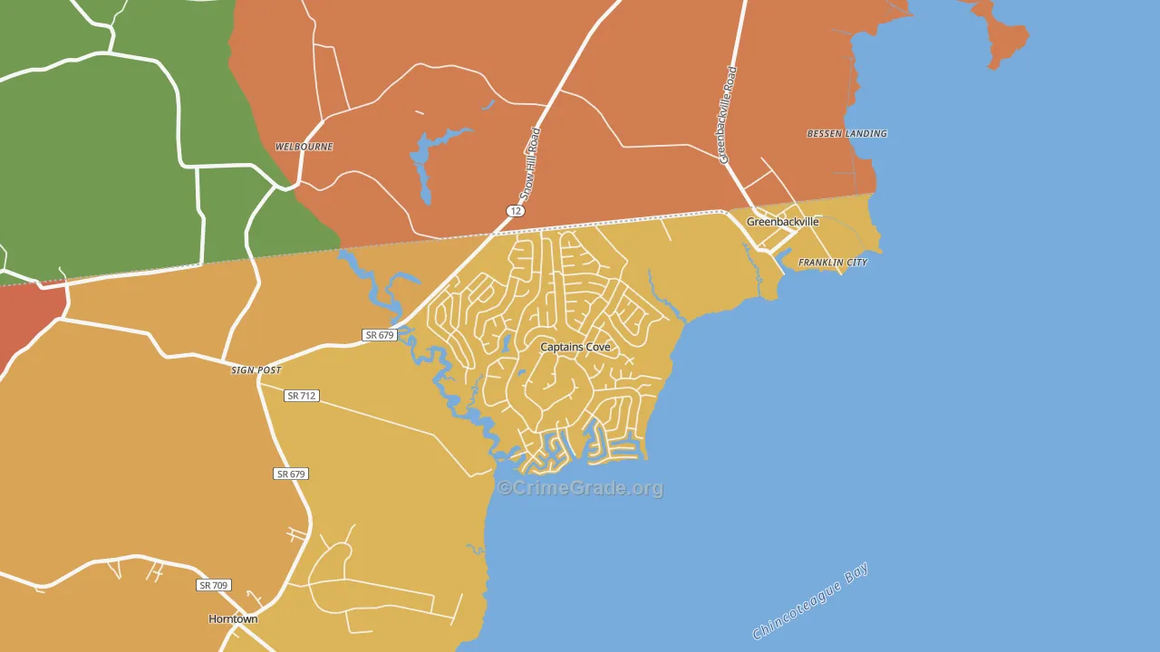Greenbackville, VA Map of Burglary Rates