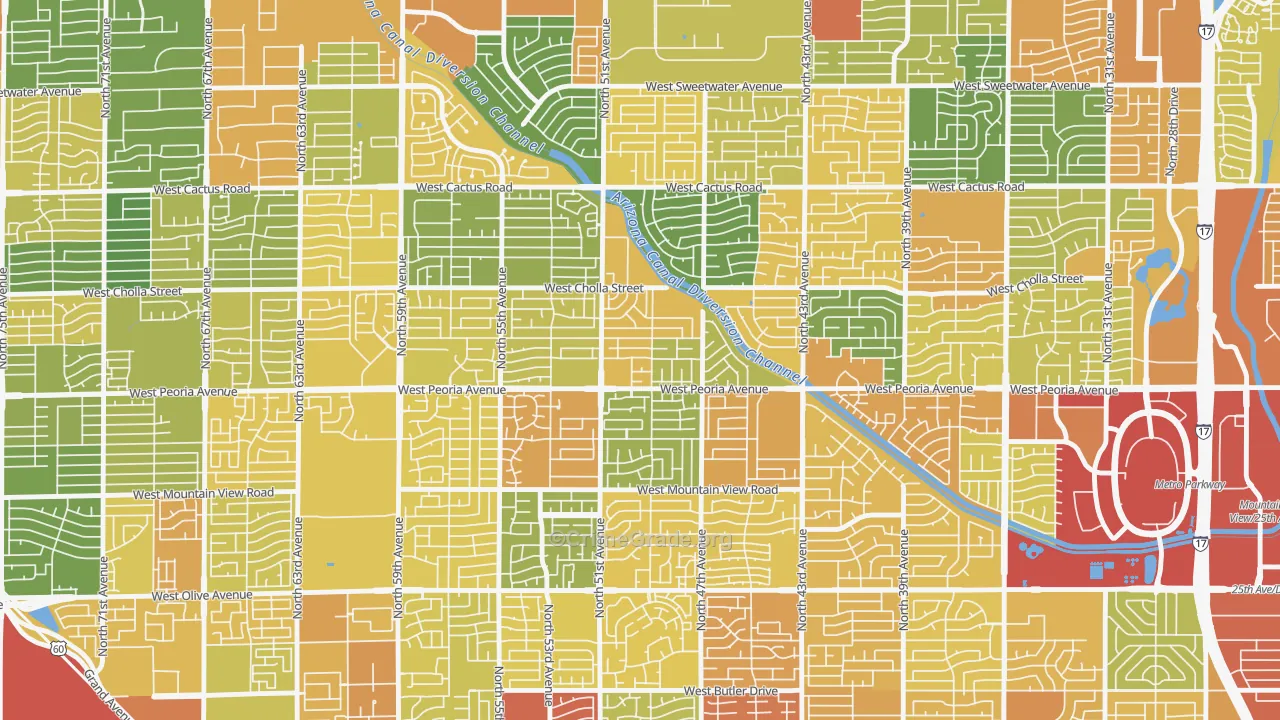 Greenbriar, Glendale, AZ Map of Burglary Rates