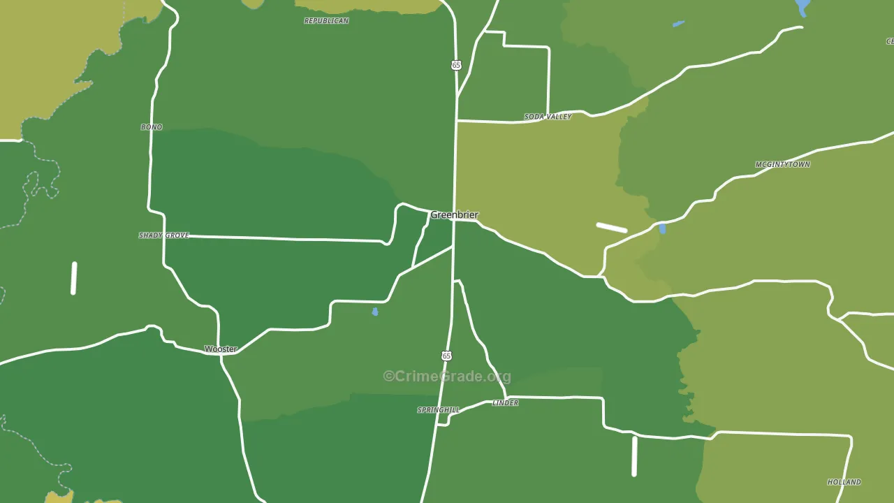 Greenbrier, AR Map of Burglary Rates