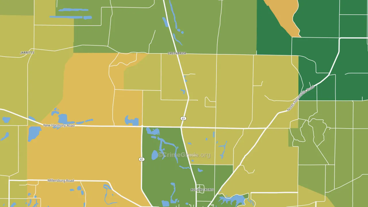 Greenbrier, IN Map of Burglary Rates