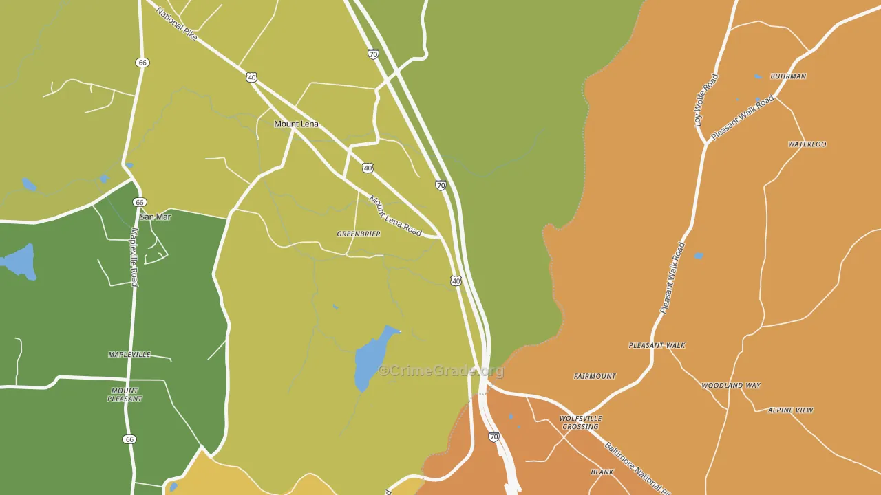 Greenbrier, MD Map of Burglary Rates