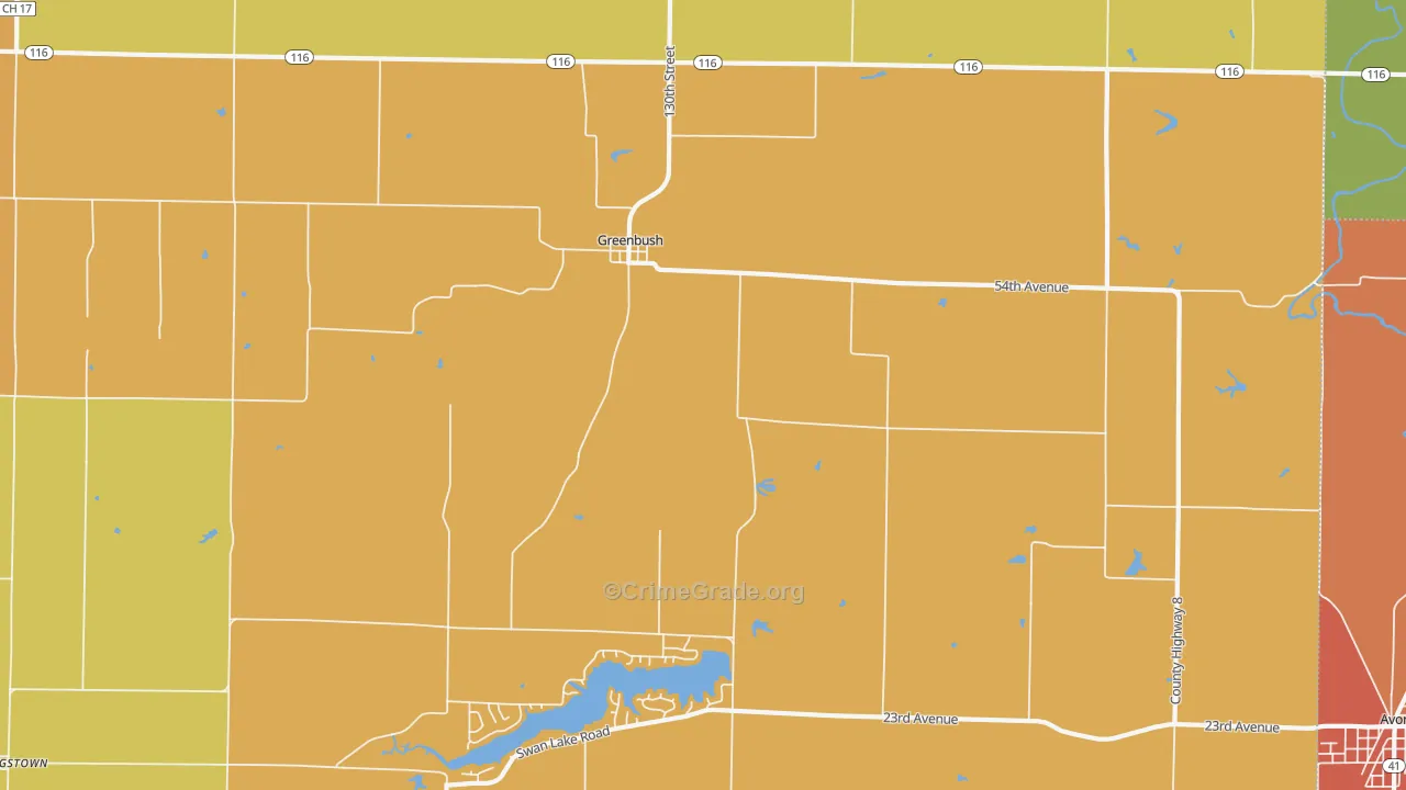 Greenbush, IL Map of Burglary Rates