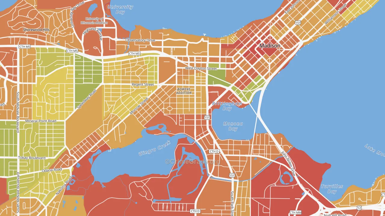 Greenbush, Madison, WI Map of Burglary Rates