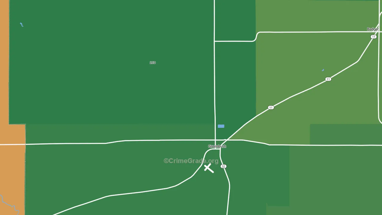 Greenbush, MN Map of Burglary Rates