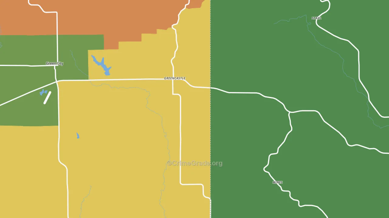 Greencastle, MO Map of Burglary Rates
