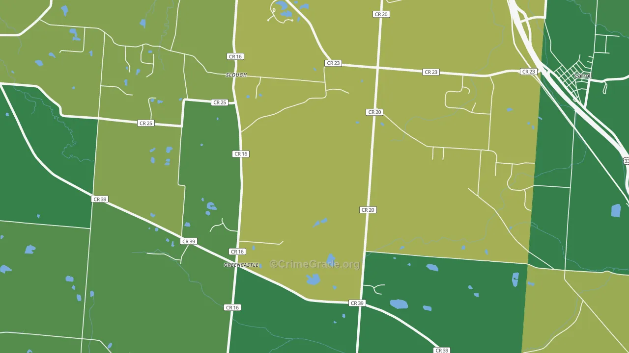 Greencastle, OH Map of Burglary Rates