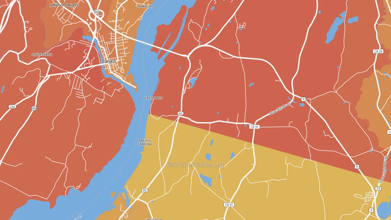 Greendale, NY Map of Burglary Rates
