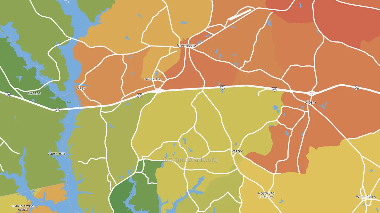 Greene County, GA Map of Burglary Rates