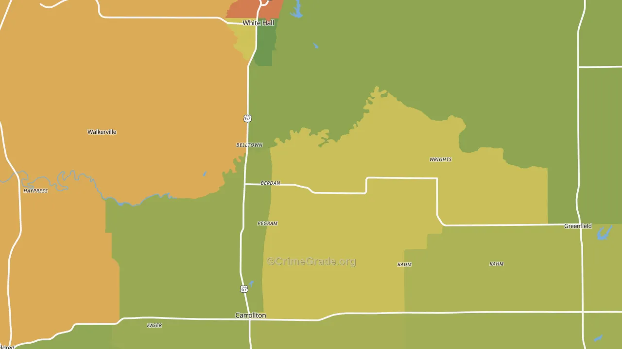Greene County, IL Map of Burglary Rates