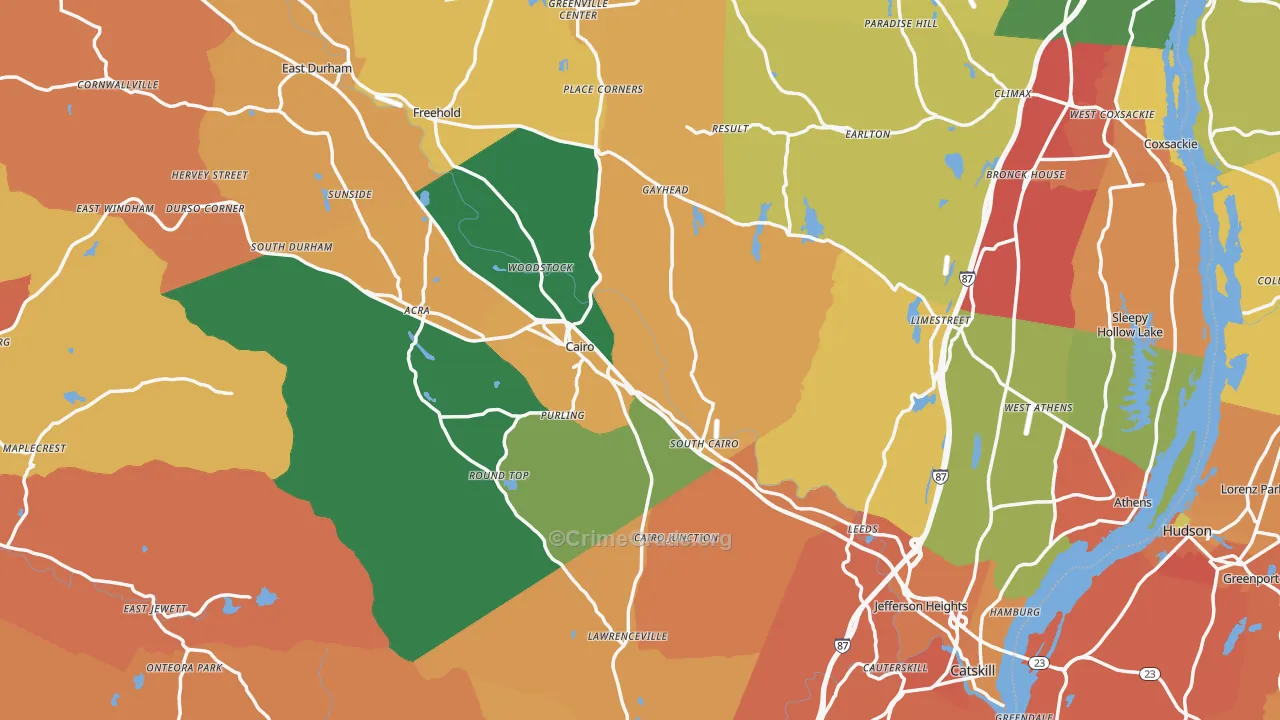 Greene County, NY Map of Burglary Rates