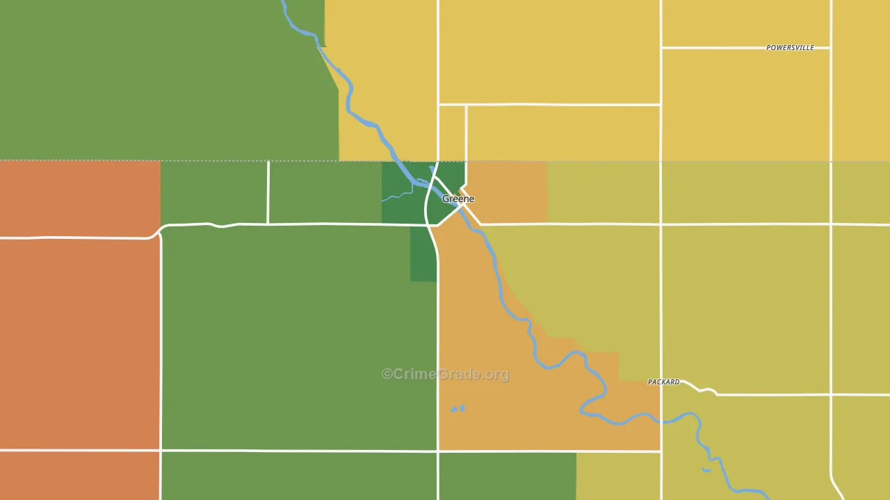 Greene, IA Map of Burglary Rates