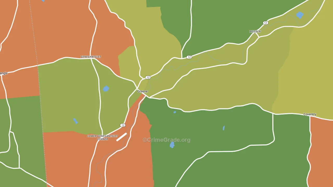 Greene, NY Map of Burglary Rates