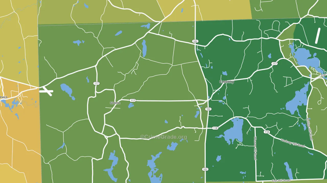 Greene, RI Map of Burglary Rates