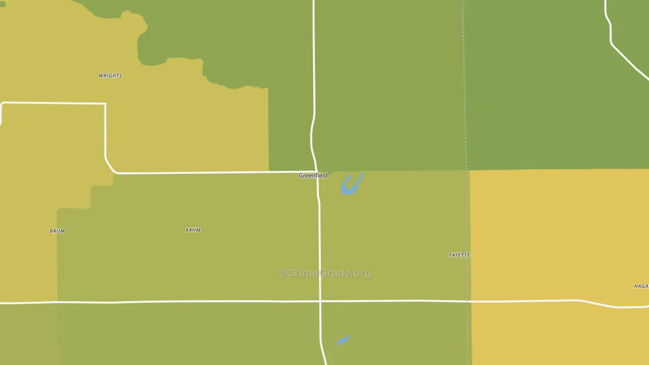 Greenfield, IL Map of Burglary Rates