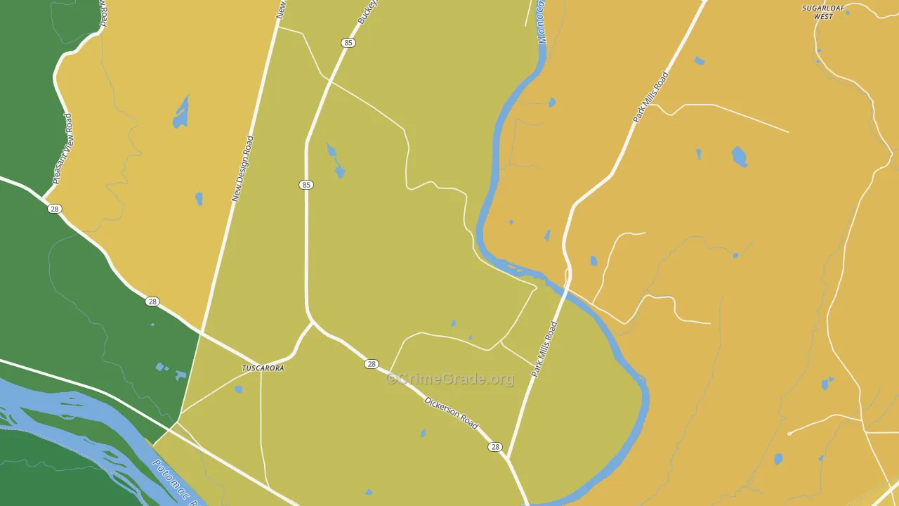 Greenfield Mills, MD Map of Burglary Rates