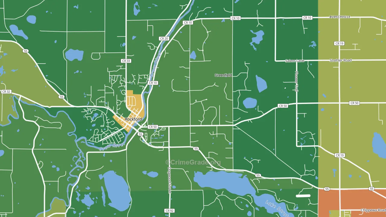 Greenfield, MN Map of Burglary Rates