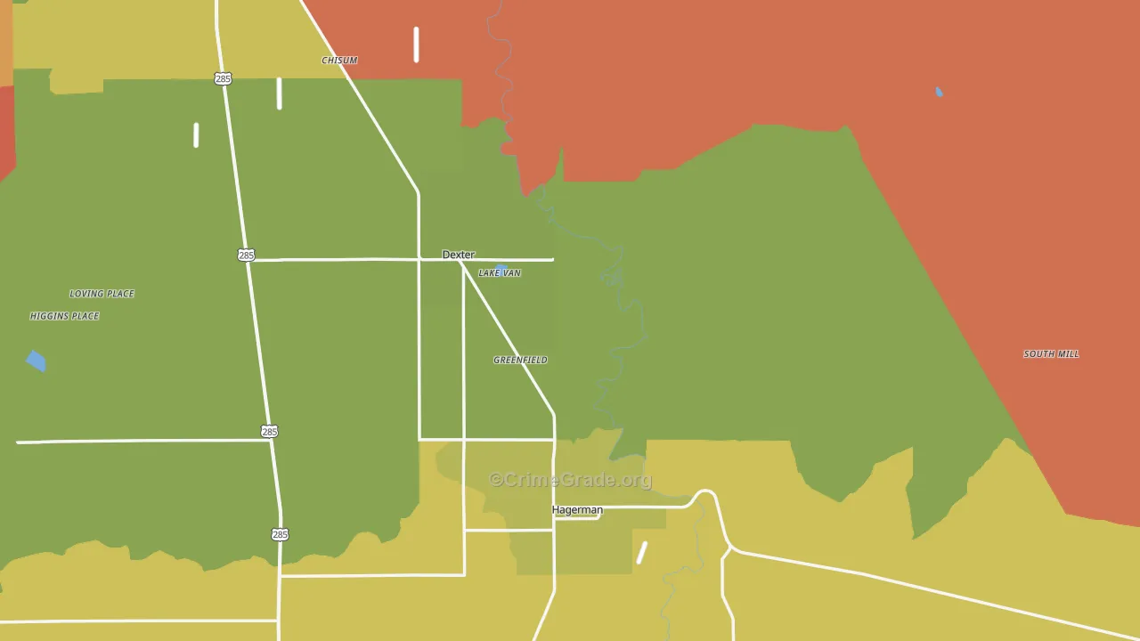 Greenfield, NM Map of Burglary Rates