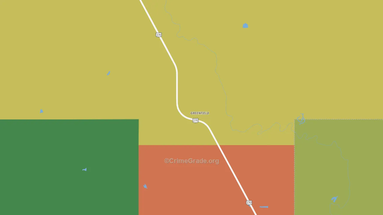 Greenfield, OK Map of Burglary Rates