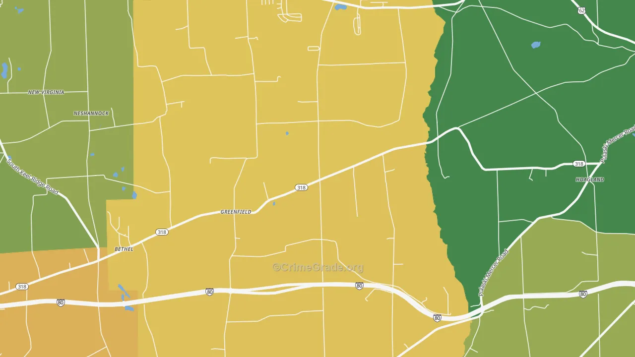 Greenfield, PA Map of Burglary Rates