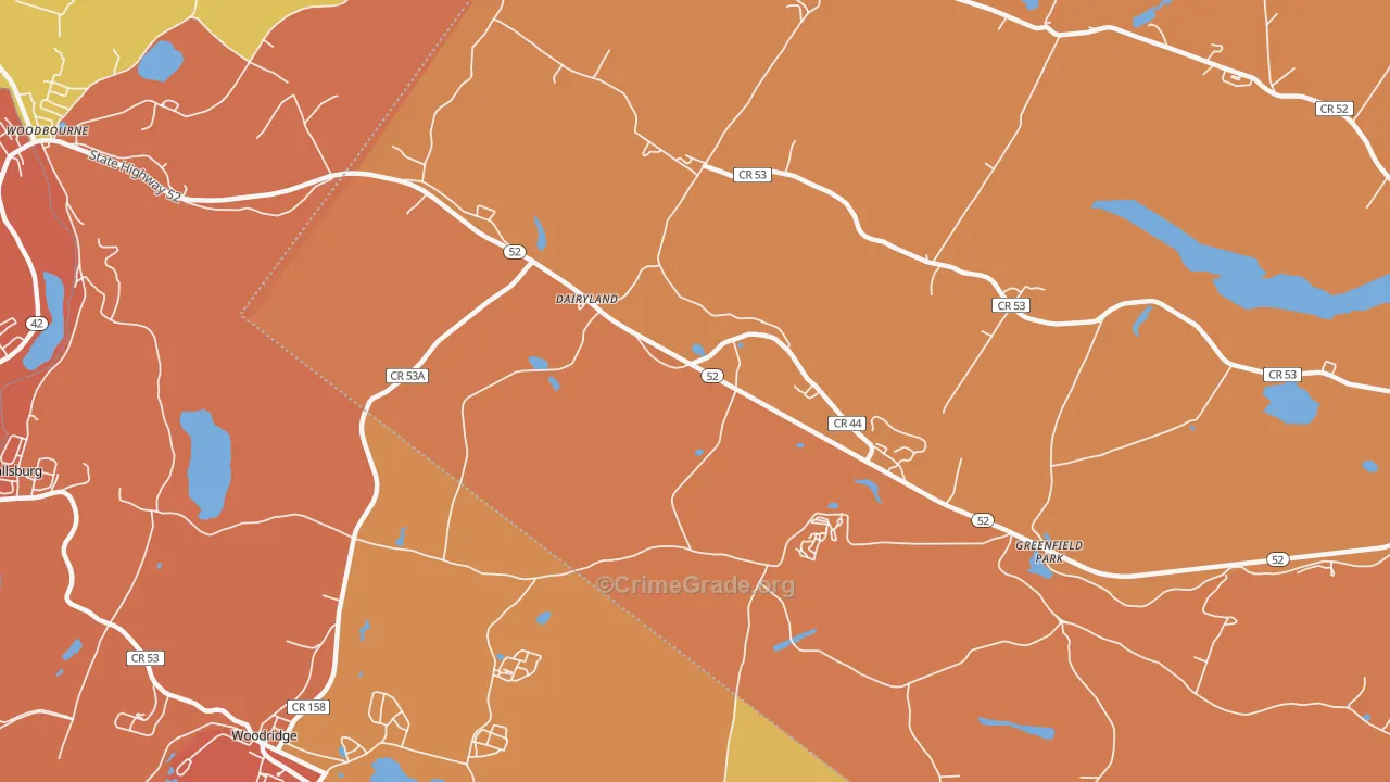 Greenfield Park, NY Map of Burglary Rates