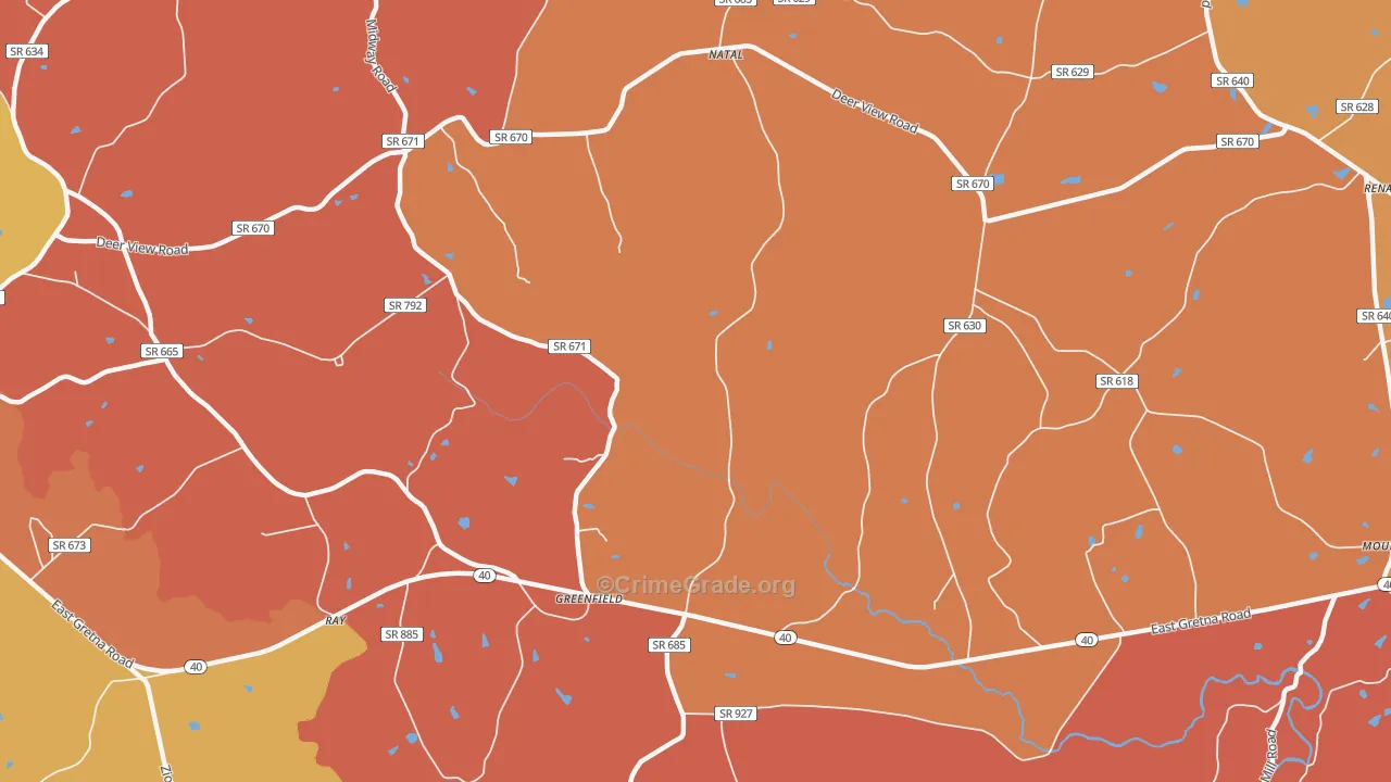 Greenfield, VA Map of Burglary Rates