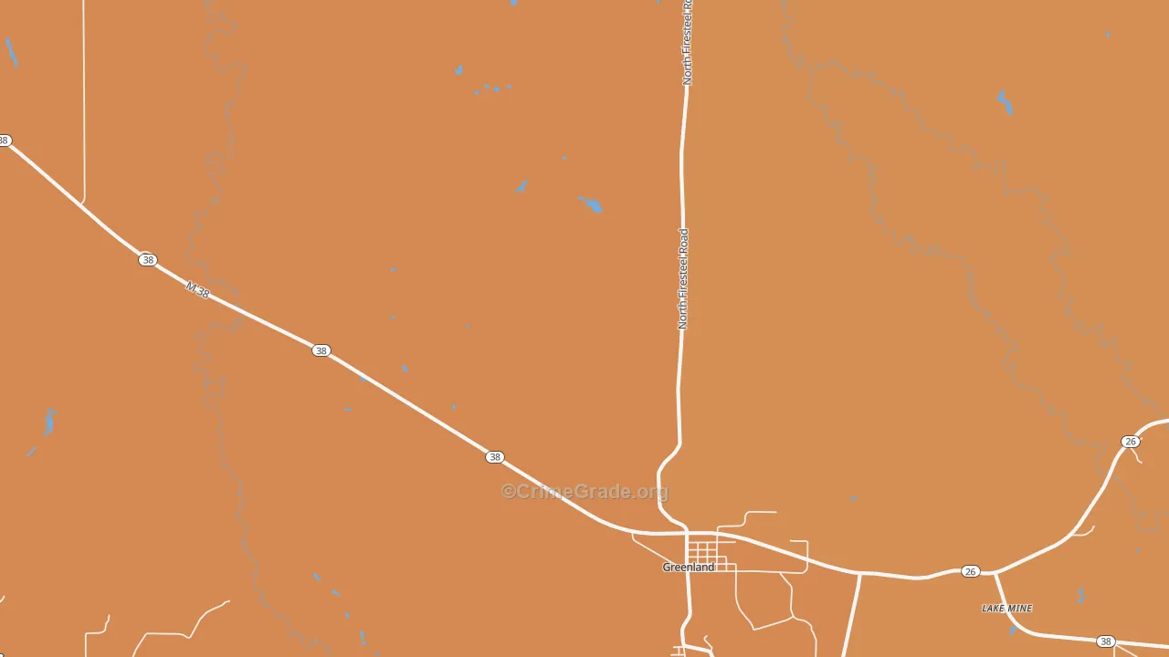 Greenland, MI Map of Burglary Rates