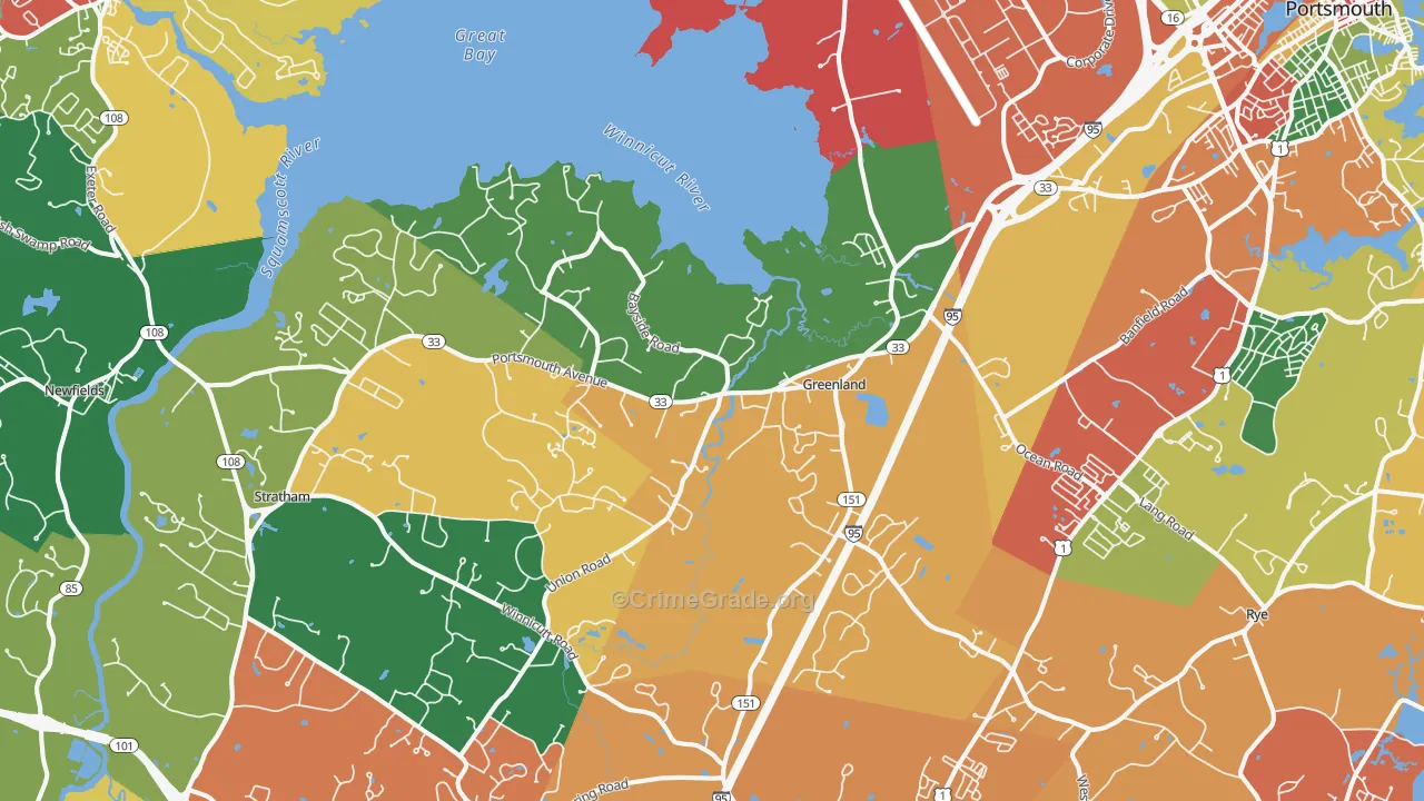 Greenland, NH Map of Burglary Rates