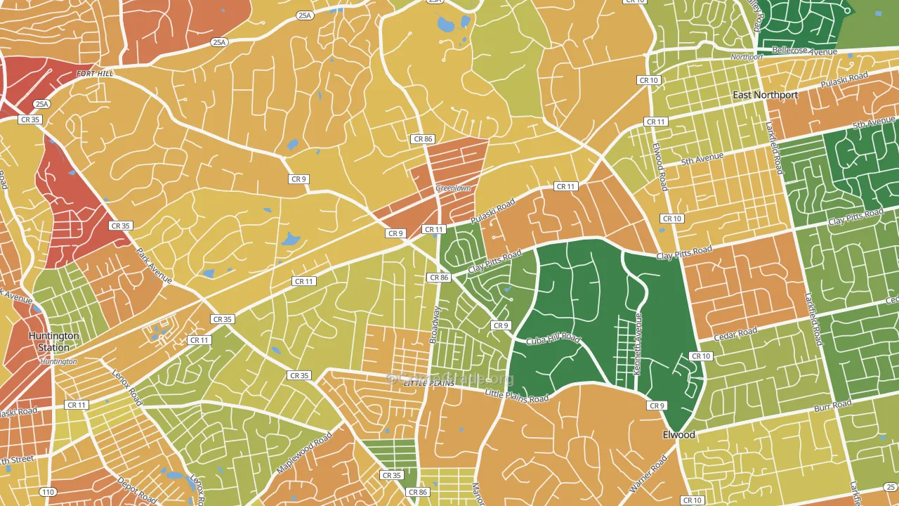 Greenlawn, NY Map of Burglary Rates
