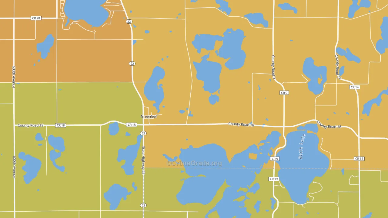 Greenleaf, MN Map of Burglary Rates