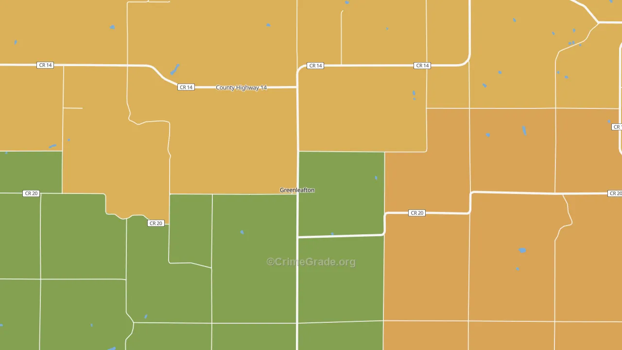 Greenleafton, MN Map of Burglary Rates