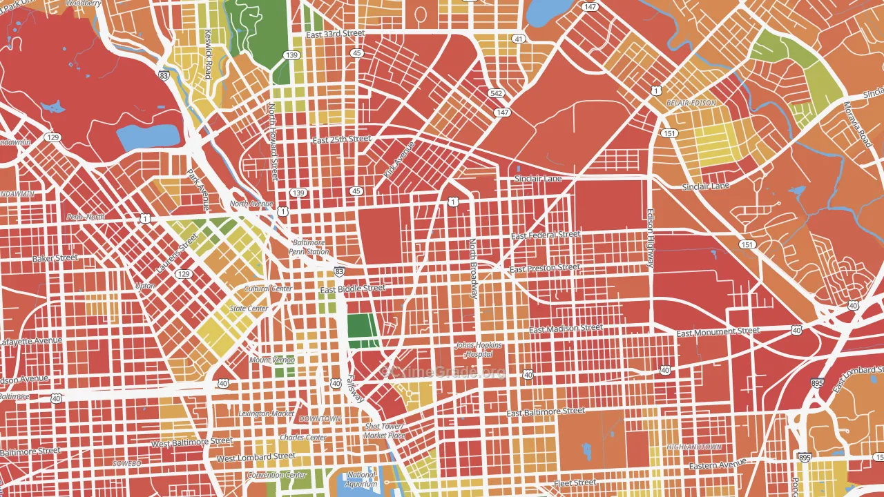 Greenmount, Baltimore, MD Map of Burglary Rates