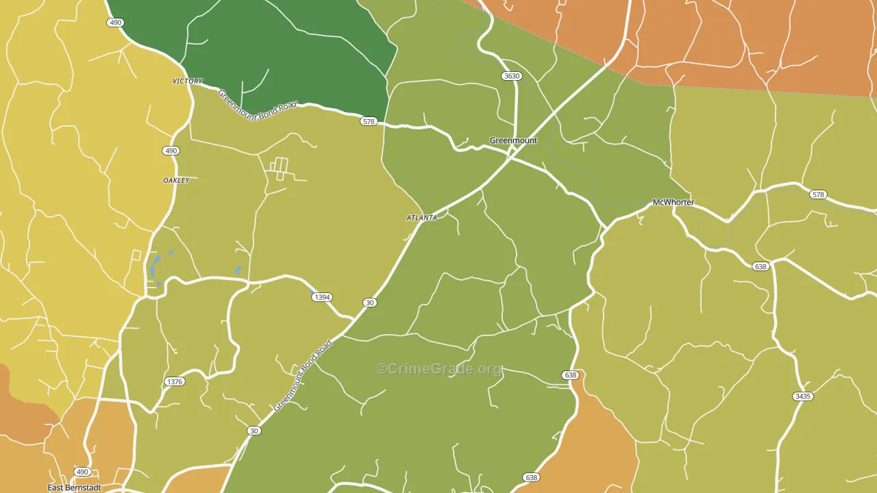 Greenmount, KY Map of Burglary Rates