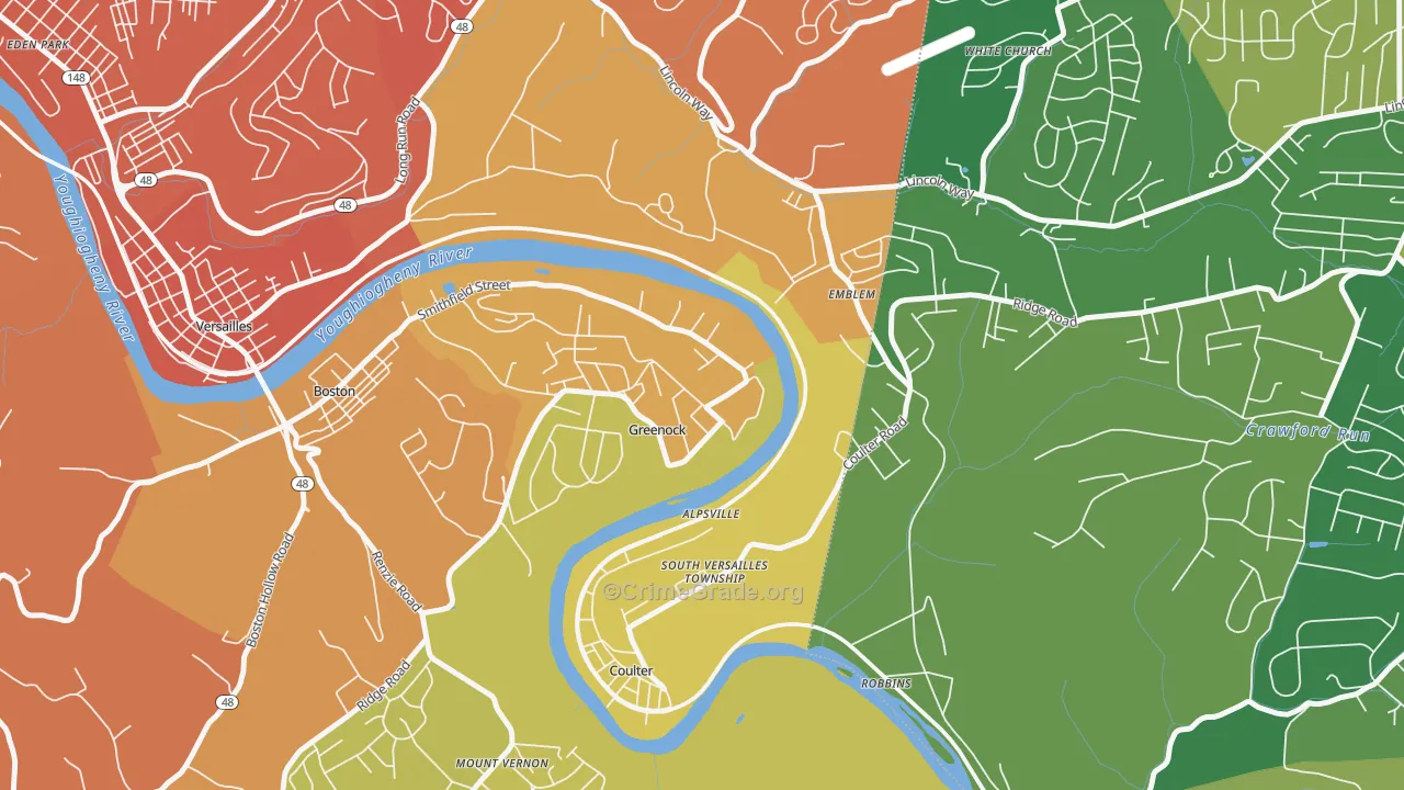 Greenock, PA Map of Burglary Rates
