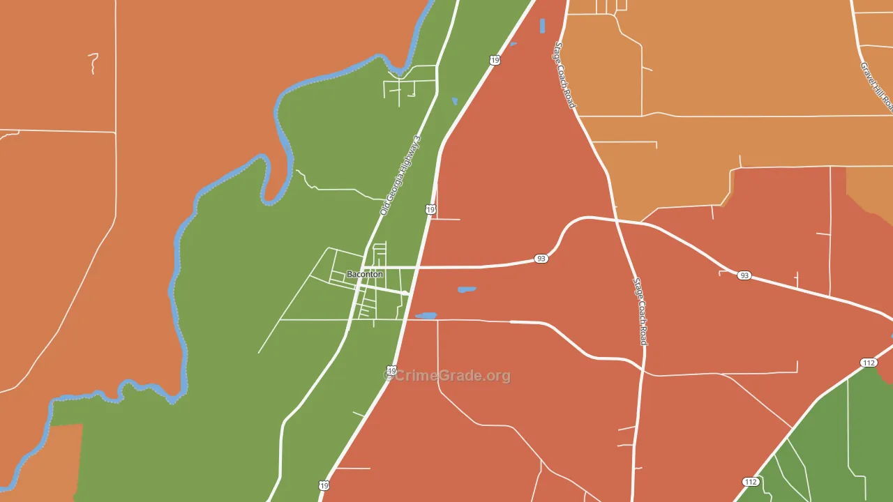 Greenough, GA Map of Burglary Rates