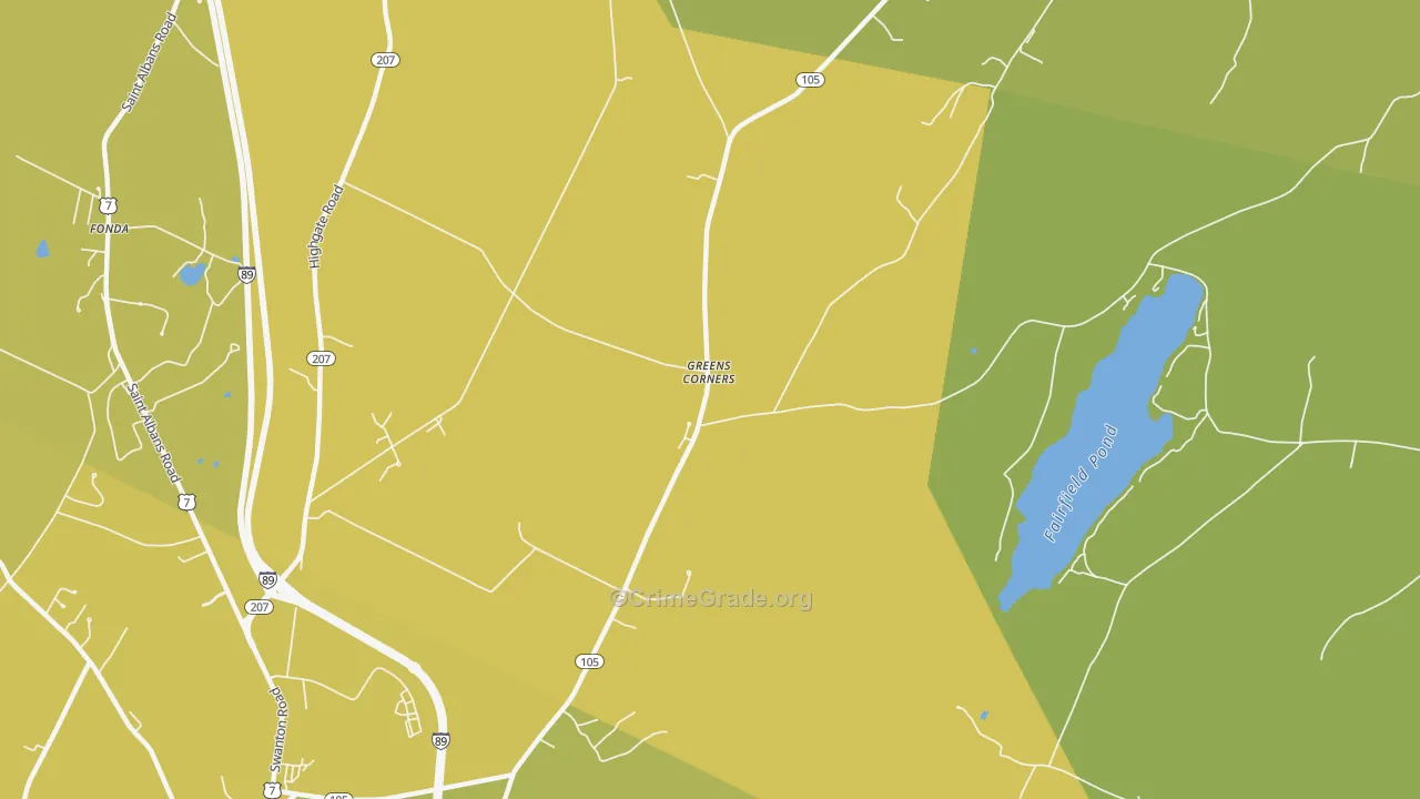 Greens Corners, VT Map of Burglary Rates