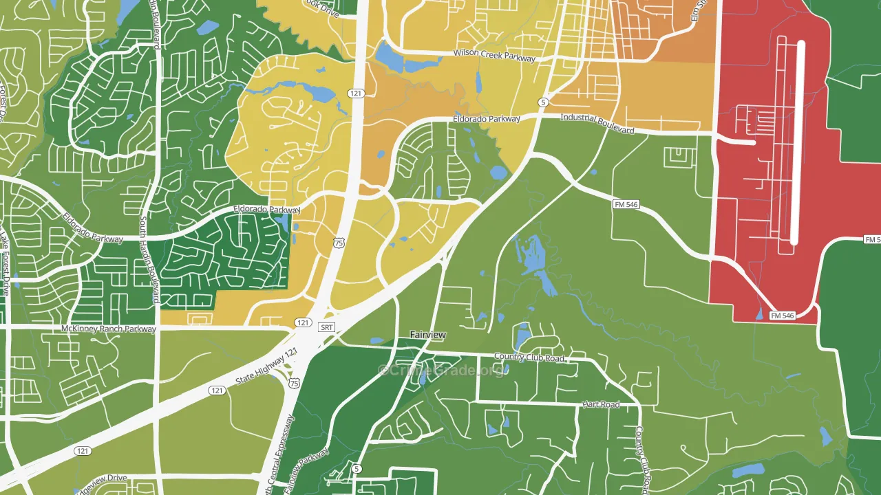 Greens of McKinney, McKinney, TX Map of Burglary Rates