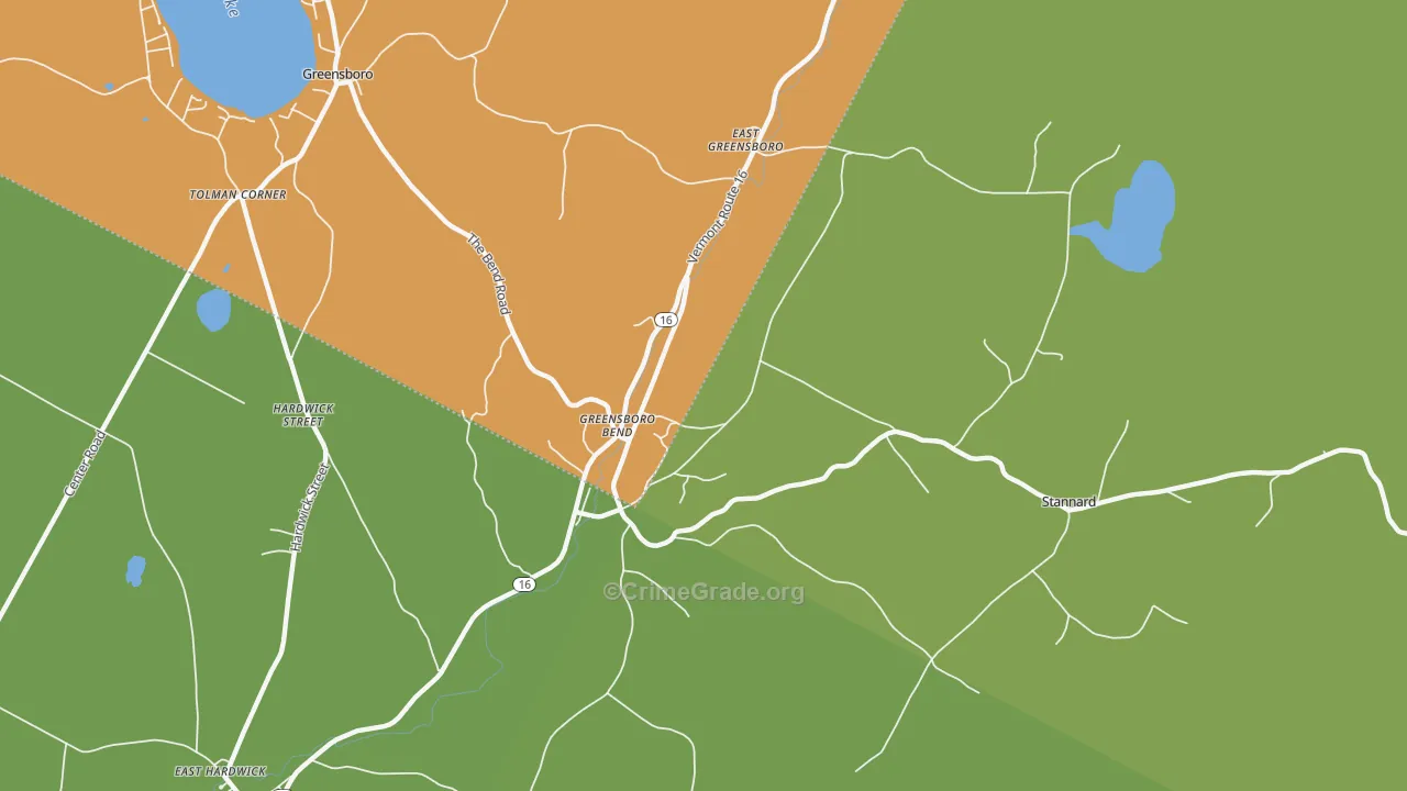 Greensboro Bend, VT Map of Burglary Rates