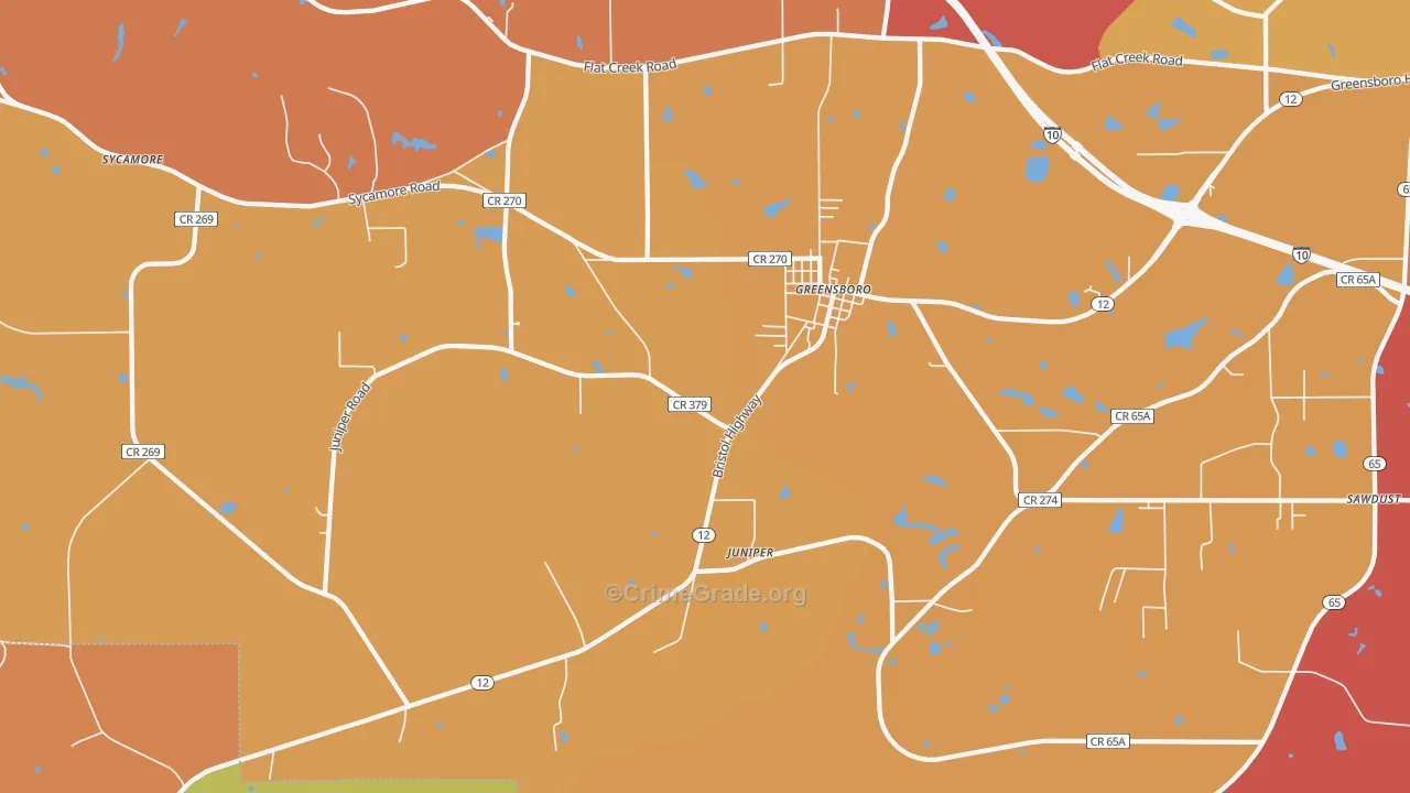 Greensboro, FL Map of Burglary Rates