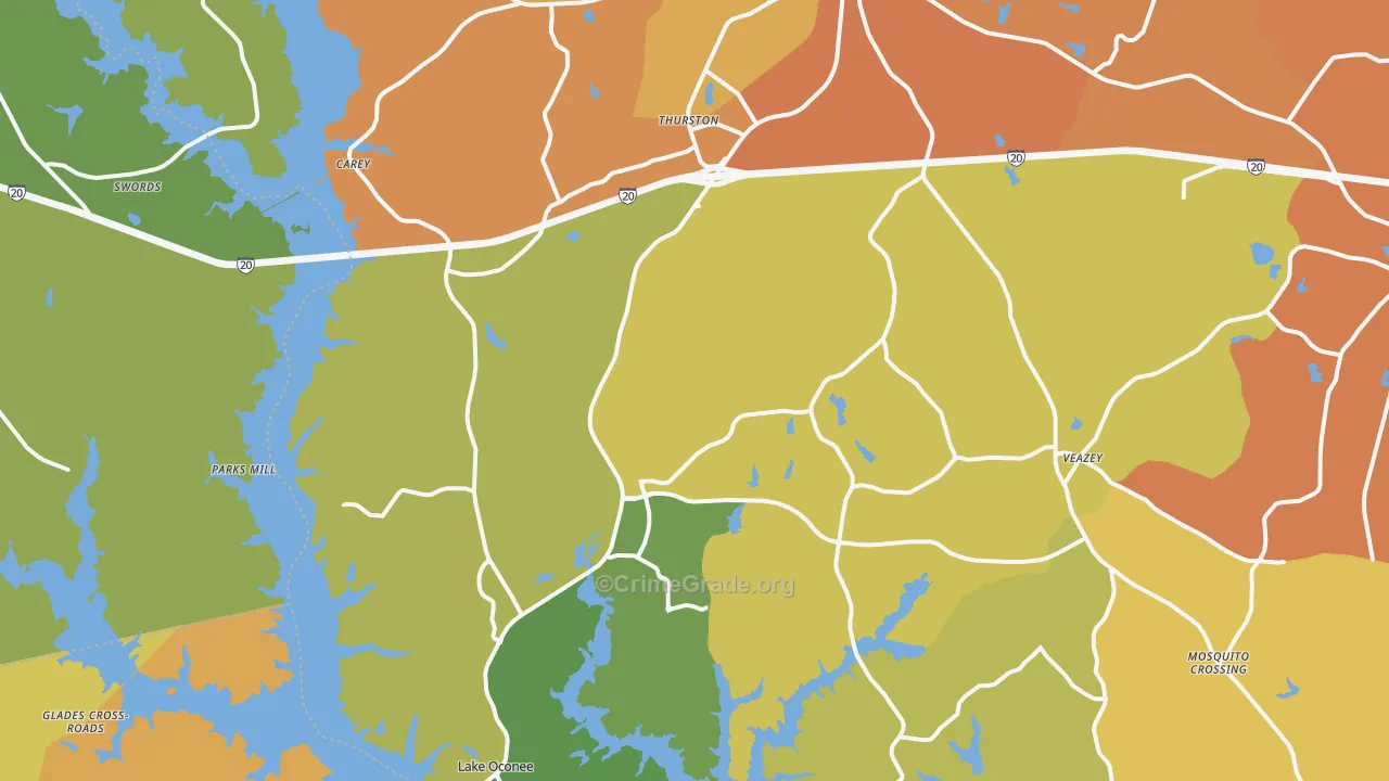 Greensboro, GA Map of Burglary Rates