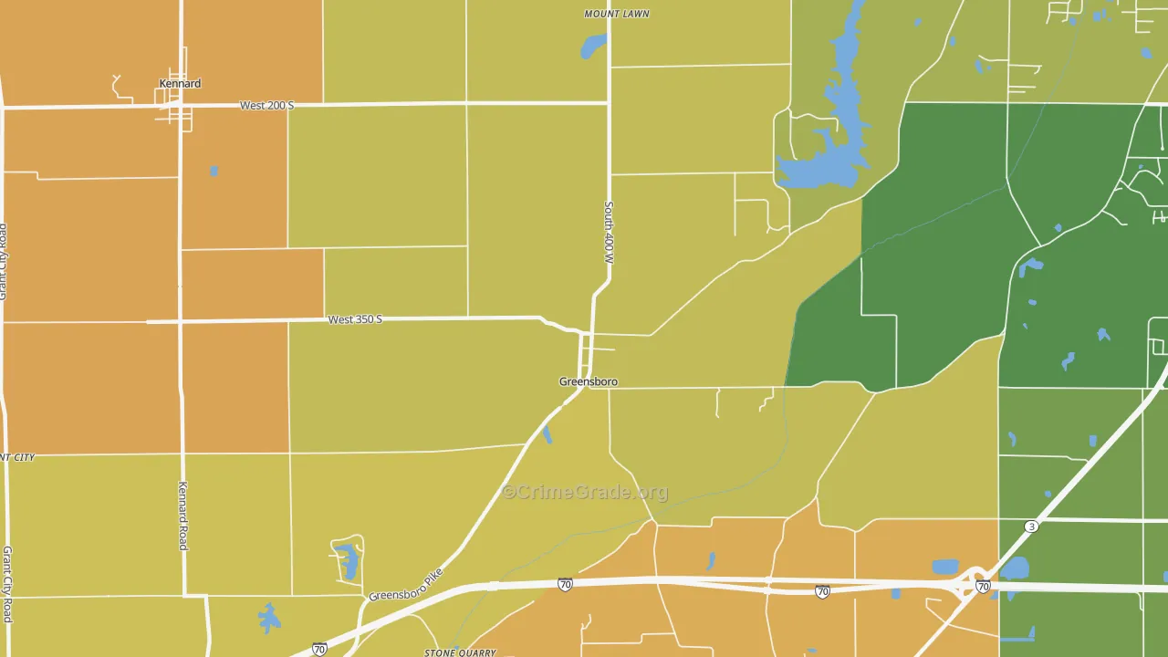 Greensboro, IN Map of Burglary Rates